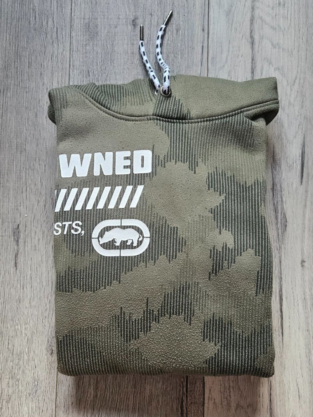 Ecko Unltd Mens XL Camo Hoodie Olive Green Pullover Sweatshirt World Renowned - Picture 9 of 9